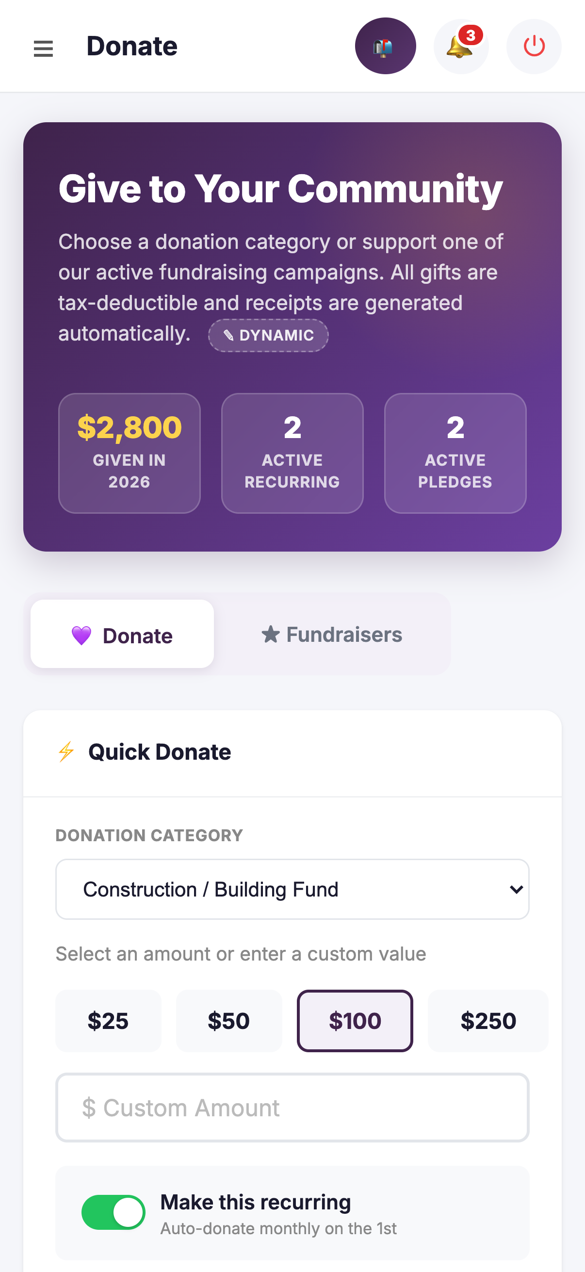SmartDMS member mobile app for giving, membership and prayer times on iOS and Android